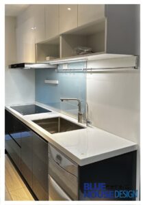 黑白一字型廚具設計｜電器餐邊櫃｜藍舍廚衛設計